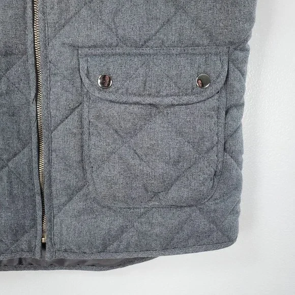 Thread & Supply Womens Vest Small Gray Quilted Full Zip Pockets Gold Outdoors - Picture 3 of 10